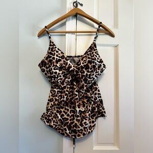 Firpearl | Leopard Print Tankini Swim Suit Top | Sz 14